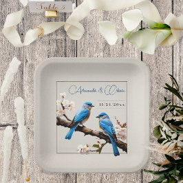 Spring Bluebirds Hochzeit Pappteller