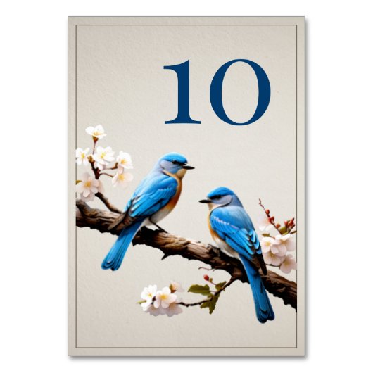 Spring Bluebirds Hochzeit Tischnummer (Vorderseite)