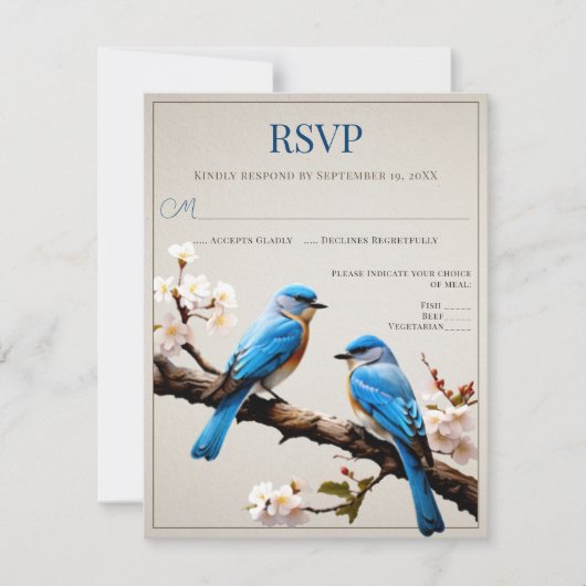 Spring Bluebirds Wedding RSVP (Vorderseite)