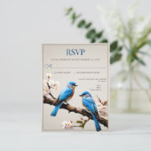 Spring Bluebirds Wedding RSVP Karte (Stehend Vorderseite)
