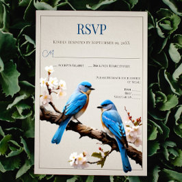 Spring Bluebirds Wedding RSVP Karte