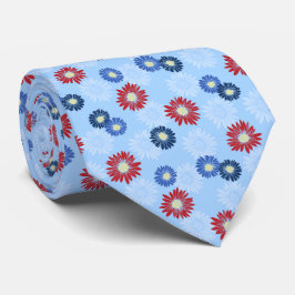 Spring blüht Daisy Floral Sky Blauer zweiseitig Krawatte