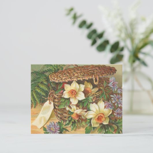 "Spring Blume Basket" Vintag Postkarte (Stehend Vorderseite)