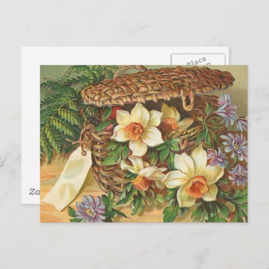 "Spring Blume Basket" Vintag Postkarte (Vorne/Hinten)