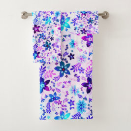 Spring Blume Bouquet - Edelweiss Blume Geometrie Badhandtuch Set