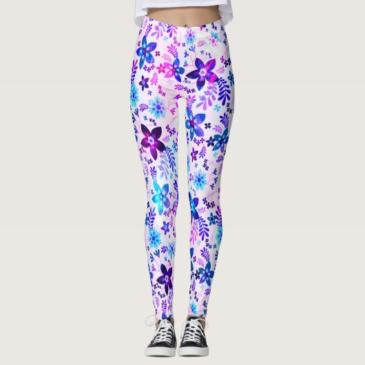 Spring Blume Bouquet - Edelweiss Blume Geometrie Leggings (Vorderseite)