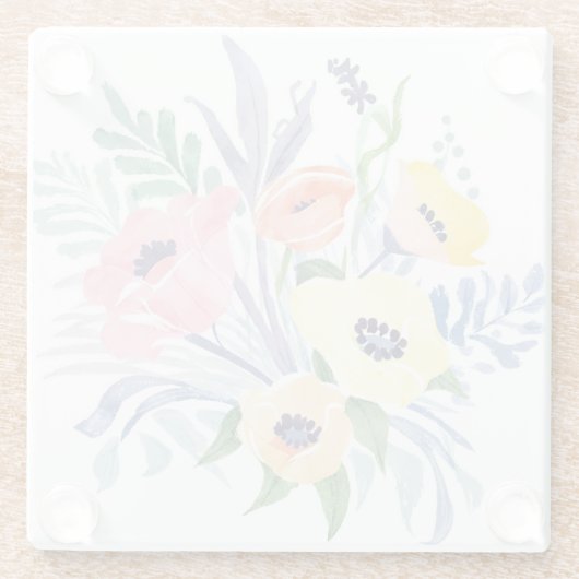 Spring Blume Bouquet | Hübsche Blumenfarbe Glasuntersetzer (Rückseite)