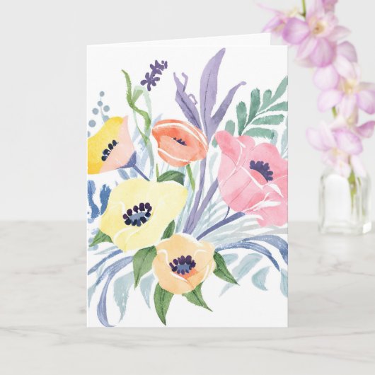 Spring Blume Bouquet | Hübsche Blumenfarbe Karte (Orchidee)
