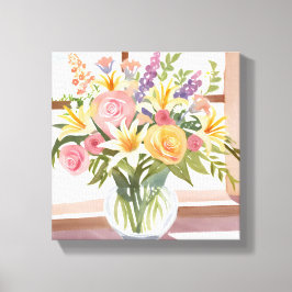 Spring Blume Bouquet | Hübsche Blumenfarbe Leinwanddruck
