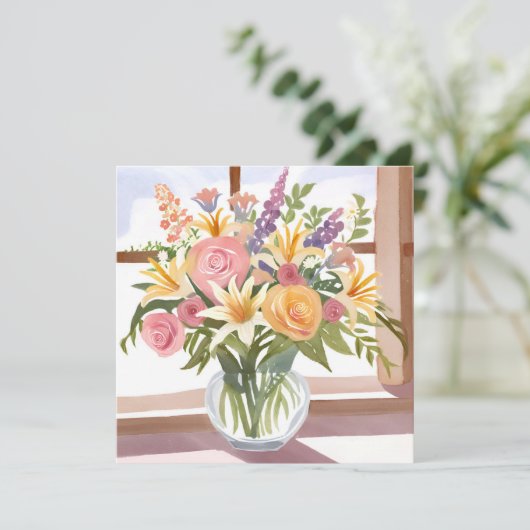 Spring Blume Bouquet | Hübsche Blumenkarte (Stehend Vorderseite)