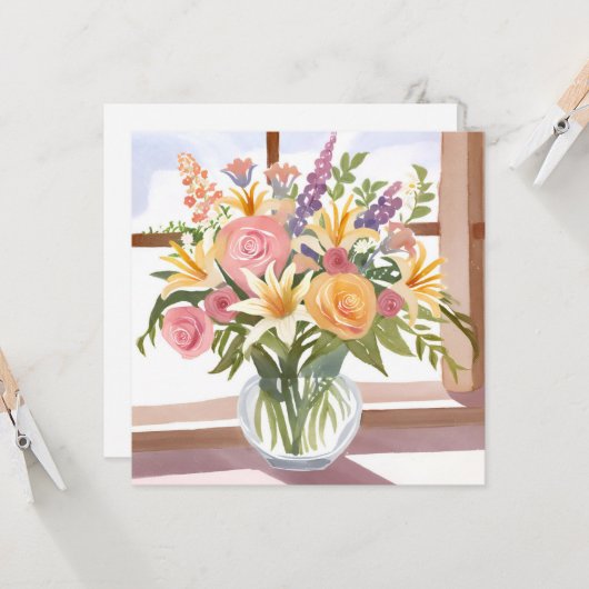 Spring Blume Bouquet | Hübsche Blumenkarte (Vorderseite/Rückseite Beispiel)