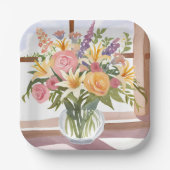 Spring Blume Bouquet | Hübsche Blumenkarte Pappteller (Vorderseite)