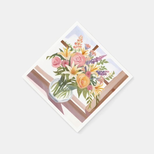 Spring Blume Bouquet | Hübsche Blumenkarte Serviette (Ecke)