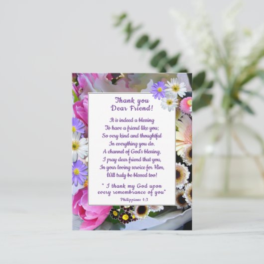 Spring Blume Bouquet Vielen Dank, Freund Postkarte (Stehend Vorderseite)