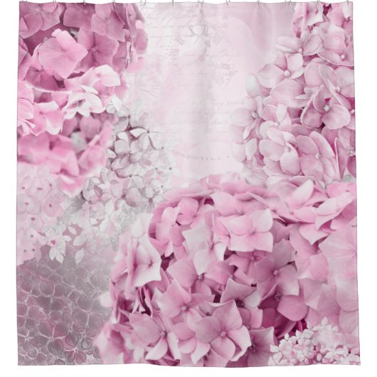 Spring Blume Hydrangea Pastel Collage Duschvorhang (Vorderseite)