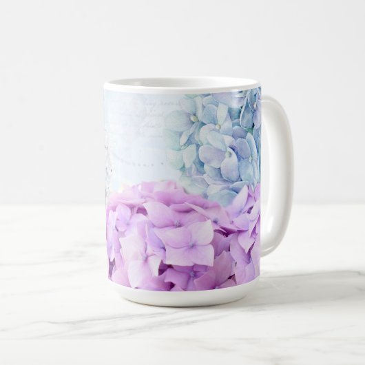 Spring Blume Hydrangea Pastel Collage Kaffeetasse (VorderseiteRechts)