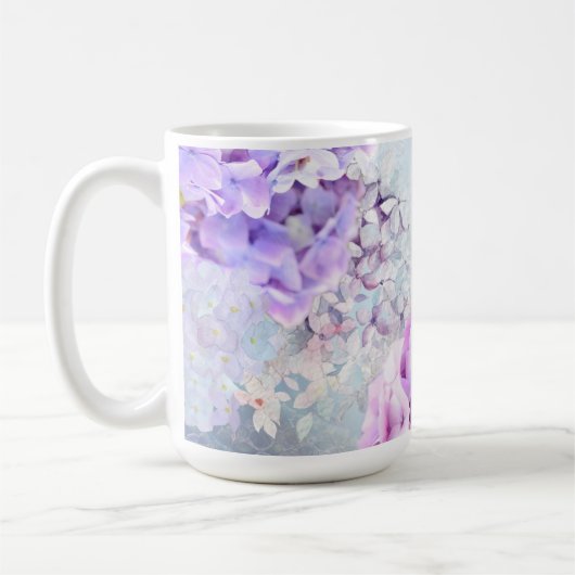 Spring Blume Hydrangea Pastel Collage Kaffeetasse (Links)
