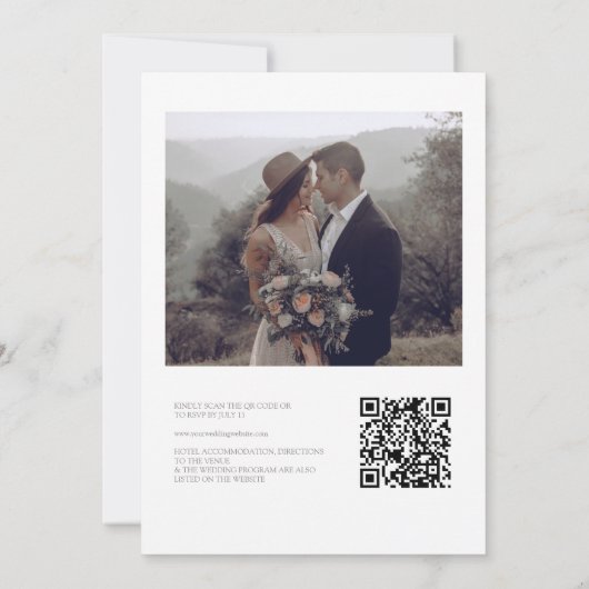 Spring Blume Monogram & Foto QR Code Hochzeit Einladung (Rückseite)