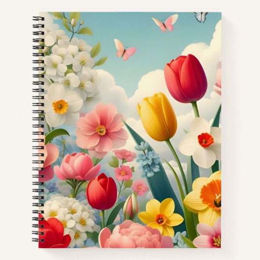 Spring Blume Seamless Patterns Notebook Notizblock (Vorderseite)