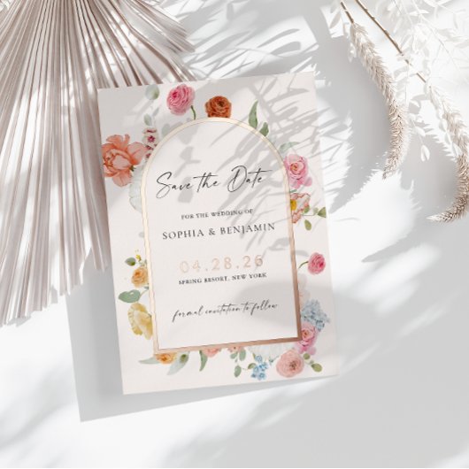 Spring Blumen Rose Gold Save the Date Karte