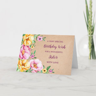 Spring Blumen Schwester Birthday Card Karte