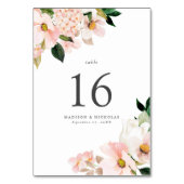 Spring Blush Bloral Bouquet Wedding Tischnummer (Vorderseite)