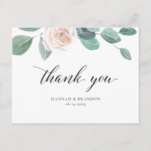 Spring Blush Floral Wedding Danke Post Card Postkarte