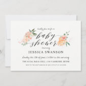 Spring Blush Peach Watercolor Floral Babyshower Einladung (Vorderseite)