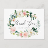 Spring Blush Wreath Wedding Danke Postcard Postkarte (Vorderseite)