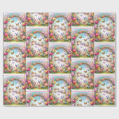 Spring Blwers Banner mit Name Happy Birthday Geschenkpapier (Flach)