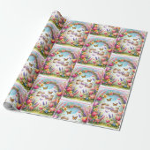 Spring Blwers Banner mit Name Happy Birthday Geschenkpapier (Ungerollt)