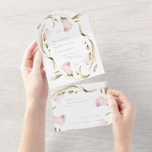 Spring Boho Big Bold Wildblume Gerahmt Hochzeit All In One Einladung (Abreißen)