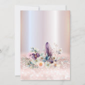 Spring Boho Blütenballon Girly glittery Einladung (Rückseite)