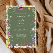 Spring Boho Chic Colorful Wildflower Wedding  Einladung