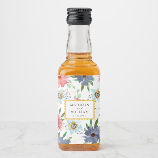 Spring Boho Chic Greenerity Wildblume Gastgeschenk Alkoholflaschenetikett (Vorderseite)