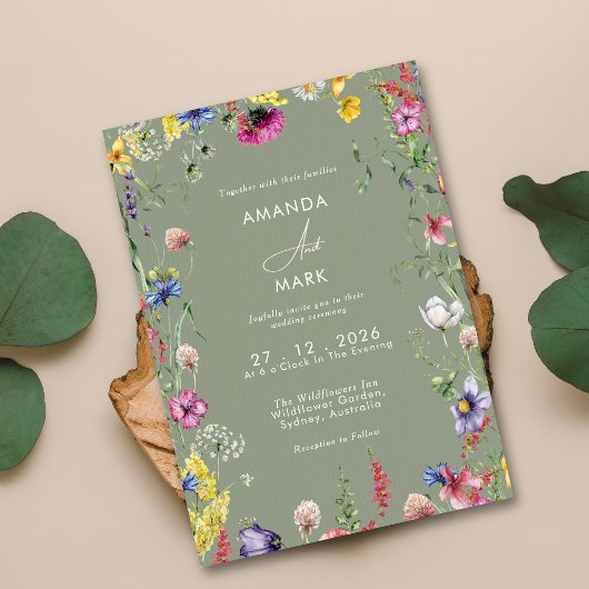 Spring Boho Chic Wildblume Wedding Invit Einladung
