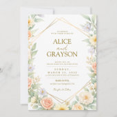 Spring Boho Colorfull Floral Watercolor Wedding Einladung (Vorderseite)