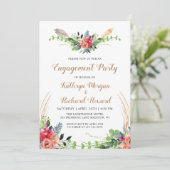 Spring Boho Country Floral Garden Engagement Party Einladung (Stehend Vorderseite)