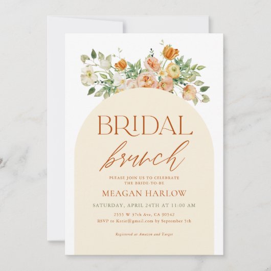 Spring Boho Floral Bridal Brunch Einladung (Vorderseite)