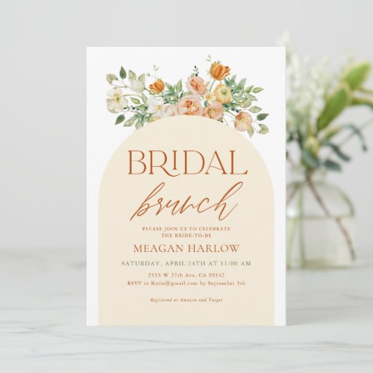 Spring Boho Floral Bridal Brunch Einladung (Stehend Vorderseite)