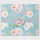 Spring Boho Hand zeichnete Blumenblätter auf aquam Geschenkpapier (Flach)