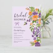 Spring Boho Lavender Orange Brautparty Einladung (Stehend Vorderseite)