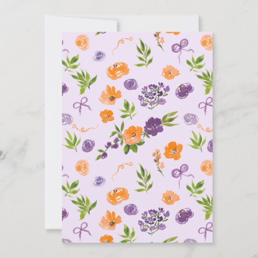 Spring Boho Lavender Orange Brautparty Einladung (Rückseite)