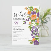 Spring Boho Lila Orange Brautparty Einladung (Stehend Vorderseite)