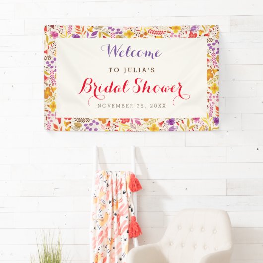 Spring Boho Wildblume Foliage Brautparty Banner (Insitu)