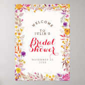 Spring Boho Wildblume Foliage Brautparty Poster (Vorne)