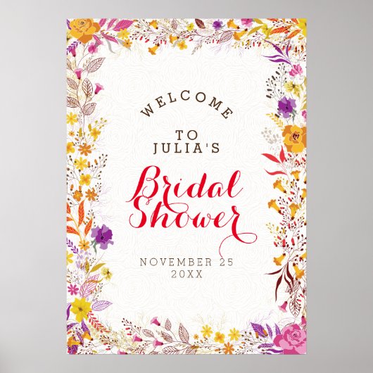 Spring Boho Wildblume Foliage Brautparty Poster (Vorne)