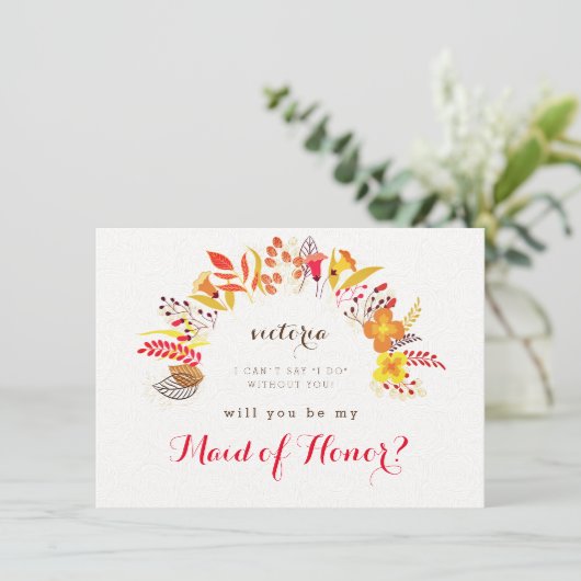 Spring Boho Wildblume Foliage Bridesmaid Cards Menükarte (Stehend Vorderseite)
