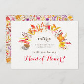 Spring Boho Wildblume Foliage Bridesmaid Cards Menükarte (Vorne/Hinten)