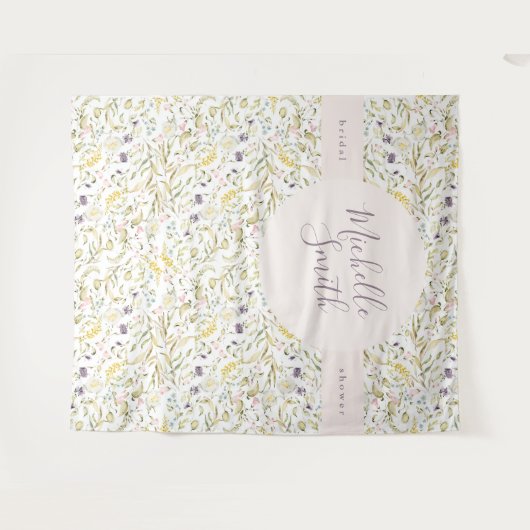 Spring Boho Wildblume Pampas Brautparty Banner Wandteppich (Vorderseite (Horizontal))